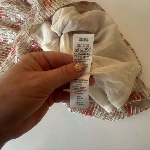 French Connection Cream Sofa Reds Clear Sequins Feather Field Saess Dress NWT 6 - Picture 10 of 15